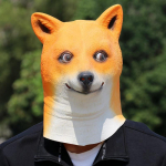 Halloween Shiba Inu gyvūnų latekso kaukė Option1 oranžinė