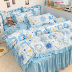 Princesės lovos sijonas Keturių dalių mergaitės paklodė Nėriniai antklodės užvalkalas patalynė lovatiesė 1.8m bed