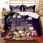 Muzika Antklodės užvalkalas Muzika su G-raktu Juodas Instrumentas Viengulis Patalių komplektas Monochrominis Kūrybingas Ritmi&scaron;kas Ornamentuotas Poliesterio Antklodės užvalkalas 135x200cm 2pcs