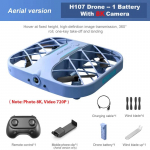Nauja RC mini tinklelio keturkopinio drono 4K HD kamera 4 kanalų sraigtasparnio žaislas dronas be galvos 360&deg; apverčiamas LED vaikams nuotolinio valdymo pultelis žaislas mėlyna