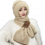 Žieminės mezgimo kepuraitės &scaron;alikas nuo vėjo nepraleidžiančios ausų apsaugos nuo &scaron;alto oro, važinėjančių dviračiu, moterų rankų darbo megztos kepuraitės kaklo &scaron;ildomas &scaron;alikas C