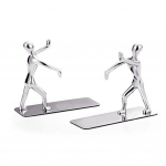 1 pora Sunkaus metalo Kungfu Man Bookend Staliniai knygų stovai Knygų lentynos, skirtos studijų kambario bendrabučio biuro dekoravimui balta
