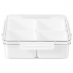 Apvalus plastikinis padalintas serviravimo padėklas su dangteliu 4/5 atskiri indai Maisto laikymo indai Užkandžių vaisiai, daržovės, saldainiai serviravimo lėk&scaron;tė Namų reikmenys Square balta