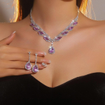 Prabangus putojantis kri&scaron;tolo labai gražus karolių auskarų rinkinys vestuvinių papuo&scaron;alų ametistas vandens la&scaron;ų pakabukų auskarai, du komplektai