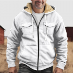 Vyri&scaron;ka dviguba striukė su pastorintu sagu su ki&scaron;eniniu medvilniniu įdėklu M