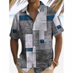 Vasariniai vyri&scaron;ki mar&scaron;kinėliai su retro gradiento tekstūra 3D spausdinimu trumpomis rankovėmis mar&scaron;kinėliai su viena krūtine Havajų mar&scaron;kiniai M