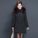 Mamos vakarieti&scaron;ko stiliaus žieminis paltas vidutinio amžiaus ir pagyvenusių moterų vidutinio amžiaus, ilga, didelė kailinė apykaklė Noble stora pūkinė pamink&scaron;tinta striukė XXXXXL