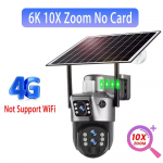 6K 12MP saulės kameros, 4G SIM, lauko kameros su trimis objektyvais, 10 kartų priartinimu, IP belaidis vaizdo stebėjimas, dirbtinio intelekto sekimo kamera, 360 laipsnių apsaugos kamera V380. 6K Cam 10xZoom