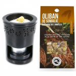 Aromaterapinė žvakidė i&scaron; akmens + Somalio smilkalų derva juoda