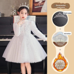 Stilinga 2024 m. žiemos princesės suknelė mergaitėms: Eleganti&scaron;kas gėlių mergaitės ir fortepijono kostiumas 120cm