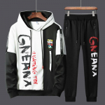 Madingi Streetwear sportiniai drabužių komplektai vyrams Treningo kostiumai Vyri&scaron;ki mozaikiniai 2 dalių gobtuvas+kelnės Rinkinys Hip Hop sportinės kelnės XXXL balta