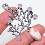 Natural Scolecite, Chalcedony 925 Sterling Silver Jewelry Pendant 2.76 c6v78