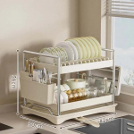 Virtuvės daugiafunkcinis indų džiovinimo stovas Dvigubas stalinis indų, dubenų, lėk&scaron;čių, stalo įrankių, puodų dangčių džiovintuvas Dubenų stovas Organizatorius