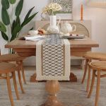 Henggang Medvilnės Lino Retro Kutais Stalo Danga &ndash; Lengva Prabanga Amerikieti&scaron;kas Stilius 30x140 cm