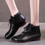 Etniniai vėjo tunelio batai pavasariniai ir vasariniai mink&scaron;tos odos vidutinio storio kulno &scaron;aunūs batai su tu&scaron;čiaviduriais kulk&scaron;nies batais C1430 35