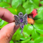 Sage Amethyst Handmade 925 Sterling Silver Jewelry Ring Size 7 q4g35
