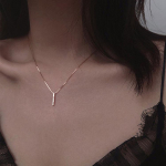 Eleganti&scaron;kas vienos eilės mikro-deimantų vertikalus vėrinys - Paprastas, i&scaron;skirtinis, madingas raktikaulio papuo&scaron;alas moterims Platinum Bar Necklace