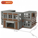 MOC Dalys Karinis Mū&scaron;io laukas II Pasaulinis karas Griuvėsiai Ginklai Tvirtovė Bunkerio Modelis Statybiniai blokeliai Armijos Architektūros Kaladėlės Žaislas Vaikui Dovana