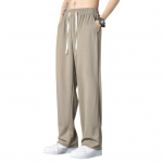 Vyri&scaron;kos sportinės kelnės laisvos tiesios plačios kojos rai&scaron;telis elastinis juosmuo Mink&scaron;tas kvėpuojantis vientisos spalvos Gym Treniruotės bėgimo sportinės kelnės viso ilgio kelnės L juoda