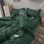 Grynos spalvos patalynė ir antklodės užvalkalas, dvigubas keturių dalių kostiumas 220*240cm tamsiai žalia spalva