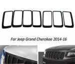 7 vnt. Blizgios juodos priekinės grotelių apdailos žiedo įdėklai Jeep Grand Cherokee 2014-2016 black