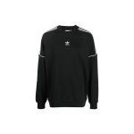 Adidas Originals Trefoil logotipas 3 juostelės apvalia i&scaron;kirpte ilgomis rankovėmis džemperis Vyri&scaron;ki vir&scaron;utiniai drabužiai Juodas HK7344 XS