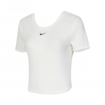 Nike Vienspalviai apvalios apykaklės atviru nugara laisvalaikio trumparankoviai mar&scaron;kinėliai moterims smėlio spalvos FN3665-133 M