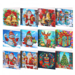 12 vnt Kalėdų 5D deimantų tapybos sveikinimo atvirukas su voku 30 x 15 cm