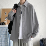 Vyri&scaron;ki korėjieti&scaron;ki madingi balti mar&scaron;kiniai ilgomis rankovėmis Vyri&scaron;ki Harajuku juodi dideli mar&scaron;kiniai Vyri&scaron;ki mar&scaron;kiniai su sagutėmis Palaidinės 5XL XXXXXL pilka