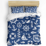 Nautical Anchor Ship Lighthouse Whale Art 3 vnt patalynės komplektas dvigulei lovai namų tekstilės antklodės užvalkalas antklodės užvalkalas pagalvės užvalkalas EU single(135x200cm)