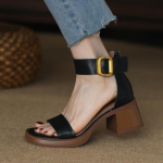 Moteri&scaron;ki sandalai Auk&scaron;takulniai Eleganti&scaron;kos vasarinės &scaron;lepetės Lauko PU odos Moteri&scaron;ki batai Naujos mados Moteri&scaron;ki gladiatoriai sandalai 39 juoda