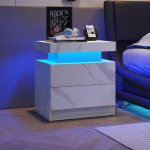 LED naktinis staliukas - MUVOE - Baltas - 2 stalčiai - Sandėliavimo erdvė - Modernus dizainas balta