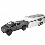 1/32 Tesla Cybertruck Off Road Pikapas Priekaba Lydinio Automobilis Lietas Modelis Garsas ir &Scaron;viesa Vaikų Žaislas Madingi Namų Baldai Dovanos Berniukams pilka