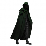 Helovyno Cosplay apsiaustas su gobtuvu vienspalvio dizaino Unisex Cape Loose Fit Maskaradinis vakarėlio raganos kostiumas L žalia