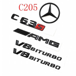 Automobilio lipdukas 3D juodas C63S logotipo raidės V8 BITURBO ženklelis Automobilio galinės žvaigždės lipdukas Bagažinė AMG emblema Mercedes Benz AMG W205 C205 A