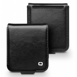 100% Natūralios Odos Dėklas Samsung Galaxy Z Flip5 5G, Premium Karvės Odos Piniginės Dangtelis Samsung Z Flip 5 Dėklui Samsung Galaxy Z Flip 5 juoda