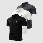 3 vnt. vyri&scaron;ki vasariniai greitai džiūstantys polo mar&scaron;kinėliai, apykaklės vir&scaron;utiniai drabužiai, daugiaspalvis rinkinys, mink&scaron;ti, pralaidūs orui, kasdieniam ir verslo dėvėjimui L pilka/juoda