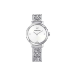 &bdquo;Swarovski&ldquo; kvarcinis laikrodis su nerūdijančio plieno juostele, baltu ciferblatu, eleganti&scaron;ku madingu kri&scaron;tolo laikrodžiu moterims, sidabro spalvos 5376080 White Dial