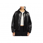 Nike Moteri&scaron;ka IO0477-010 Juoda Oversize Dirbtinės Odos Trenerio Striukė L