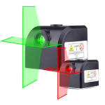 Ne&scaron;iojamas mini kryžminis raudonas lazerinis nivelyras su 2 linijomis, 1 ta&scaron;ku, 650 nm bangos ilgiu, LED indikatoriumi ir magnetiniu fiksavimu. Green Laser