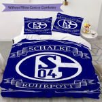 FC Schalke 04 Ra&scaron;tas Patalynės komplektas Antklodės užvalkalas Pagalvės užvalkalas Namų dekoracija Gimtadienio dovana (1 * antklodės užvalkalas + 2 * pagalvės užvalkalai be &scaron;erdies)49 135x200cm