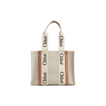Chloe Woody logotipas su spauda, juostelės panelė, lygios ver&scaron;iuko odos rankinė, moteri&scaron;kos rankinės CHC21AS383F71883 Basic Set (Bag+Dust Bag)