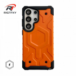 Prabangus karinio lygio smūgiams atsparus &scaron;arvuotas magnetinis telefono dėklas, skirtas Samsung S26 Ultra S25 S24 S23 Plus, tvirtas apsauginis dėklas Galaxy S26 oranžinė
