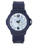 Casio Baby-G Plus Analoginis Laikrodis Su Derva Dirželiu, &Scaron;viesiai Mėlynu Ciferblatu, Kvarciniu Mechanizmu, BGA-15K-2A, 100M, Moteri&scaron;kas, Su Keičiamu Laikikliu &scaron;viesiai mėlyna spalva