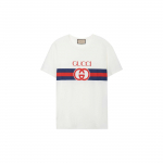 GUCCI susikertančio G medvilniniai mar&scaron;kinėliai 548334-XJET1-9095 L-No Original Gift Bag Or Gift Box balta
