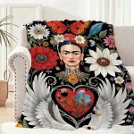 Frida Kahlo Pledas Lengvas 240g Flanelinis Antklodė Mink&scaron;tas Odai draugi&scaron;kas Vasaros Vėsinimui 75x100cm (30x40inch) gray
