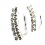 Les Tr&eacute;sors De Lily [M8713] - Boucles contours d'oreilles argent 'Sissi' blanc (rhodi&eacute;) - 17x4 mm sidabras