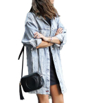 Nauja mados vasaros moteri&scaron;ka džinsinė striukė Fashion Oversize laisvalaikio ilgas paltas