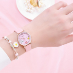 2 vnt. / vaiki&scaron;kų laikrodžių rinkinys Rožinis mielas vaiki&scaron;kas laikrodis animacinio ra&scaron;to kvarcinis laikrodis ir apyrankė