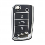 TPU automobilio atverčiamas raktų dėklo dangtelis, skirtas VW Volkswagen Golf 7 MK7 Tiguan MK2, skirtas Seat Ateca Leon FR 2 Ibiza Skoda Octavia Keyless